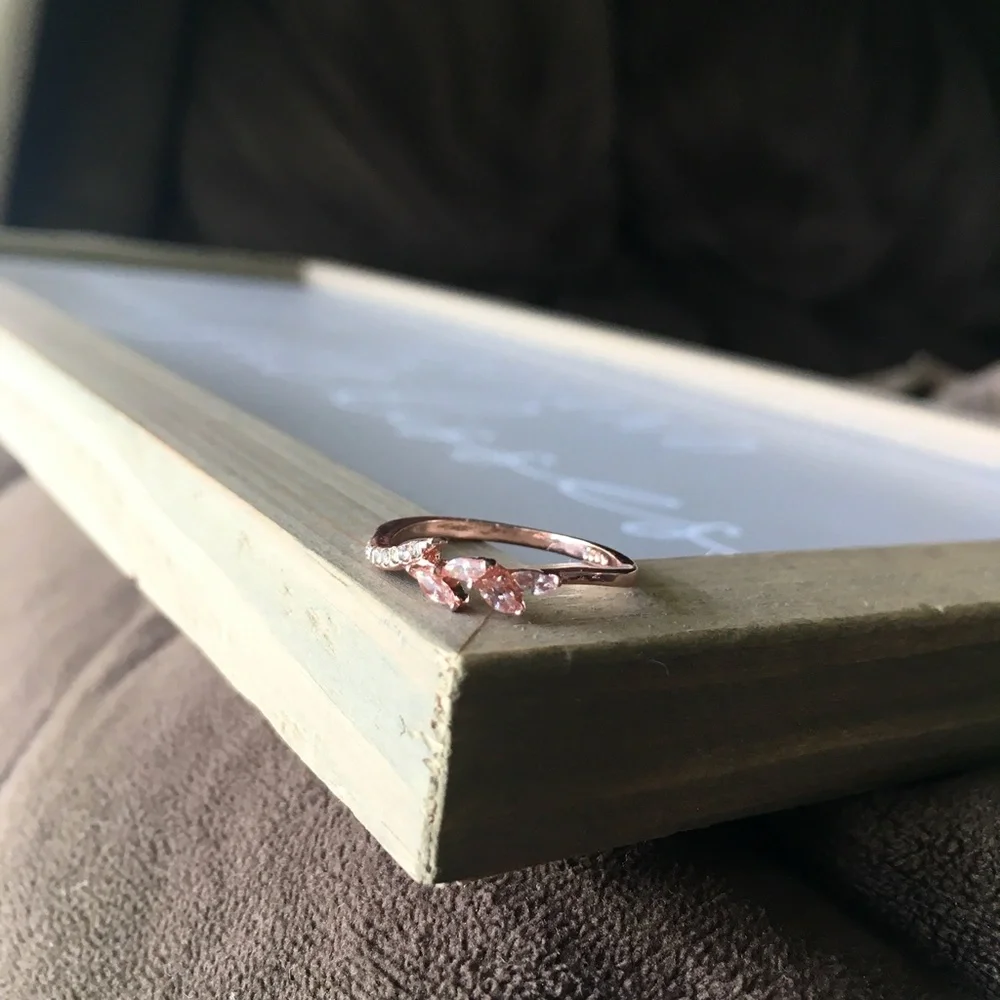 Rose Gold Simulated Diamond Ring - Picture 5 of 6
